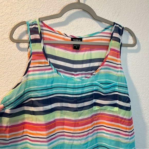 Women’s Torrid multicolored striped sleeveless blouse size 0X - Picture 2 of 4